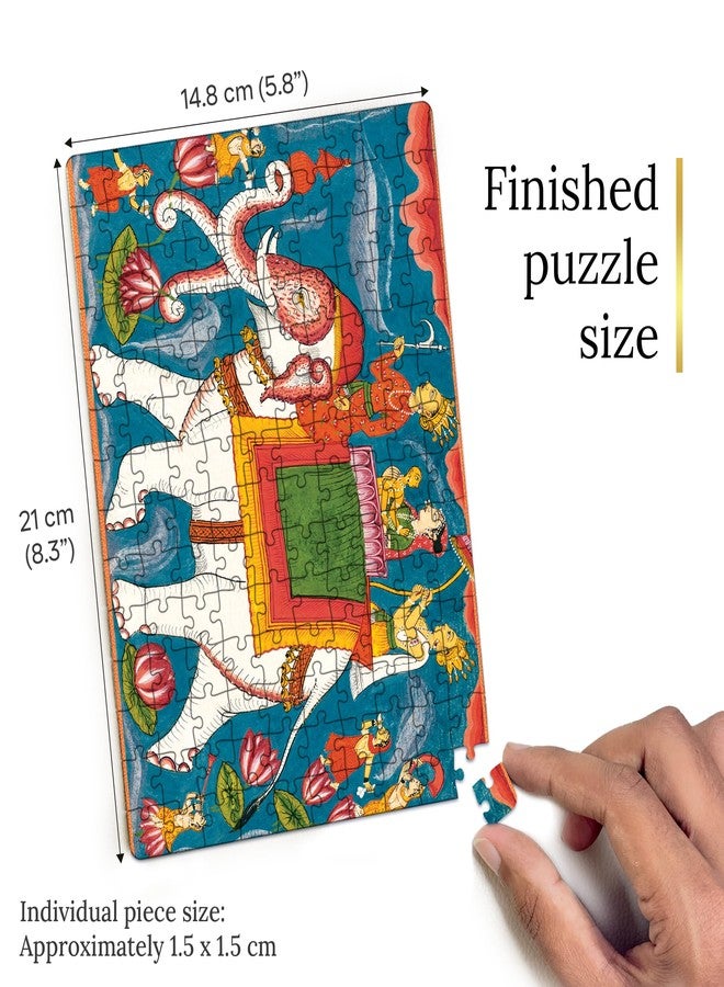 91Knots-Indra's Airavata-Divine Elephant Wooden Jigsaw Puzzle (140 Pieces) for Adults and Kids-Beautiful Indian Artwork Puzzle | New Year Gifts | Brain Booster Games & Toys for Above 5+ Years - Image 5